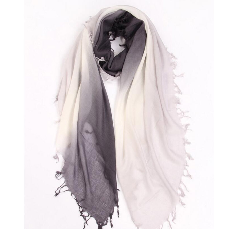 Pure Cashmere Scarves Black Gradient Women Winter Scarf